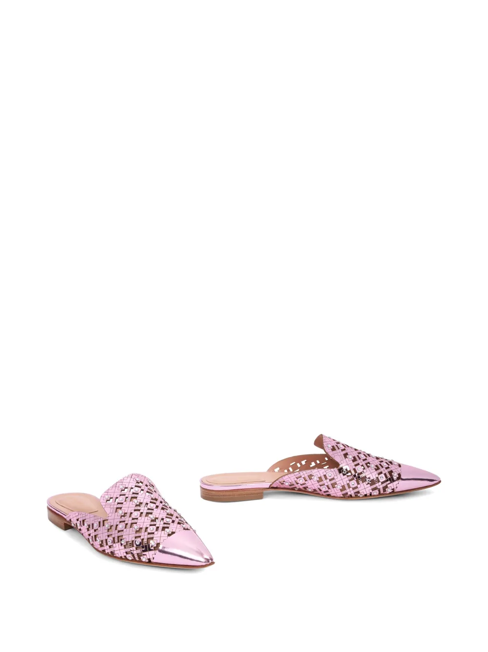 Alberta Ferretti crystal-embellished laser-cut mules Roze