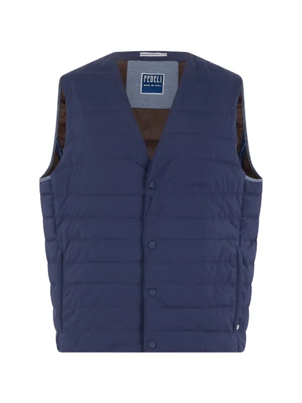 Fedeli Padded Quilted Gilet in Blue