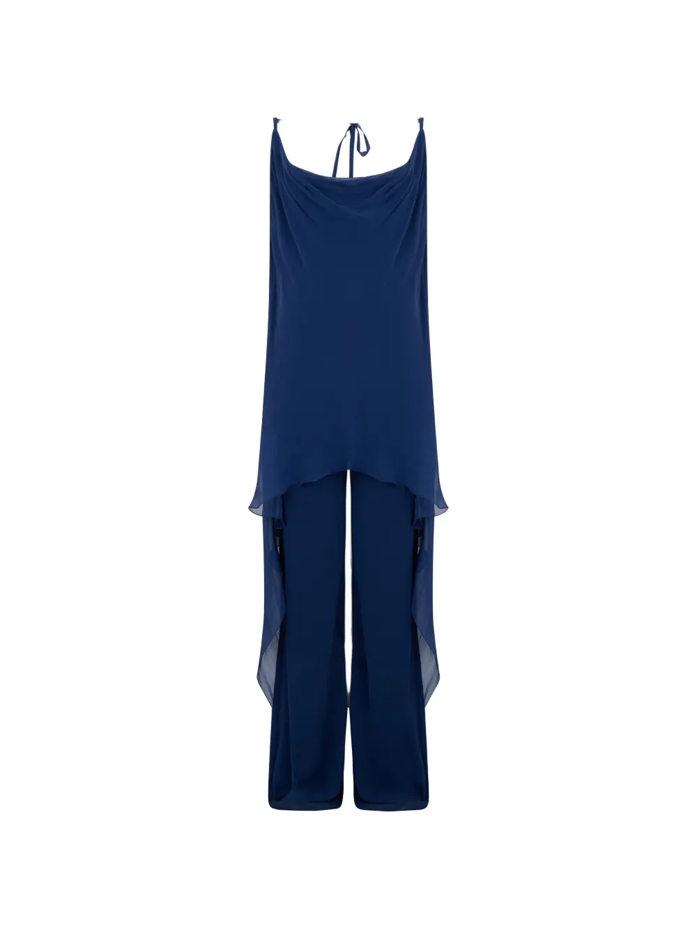 Alberta Ferretti Sleeveless Layered Jumpsuit In Blue
