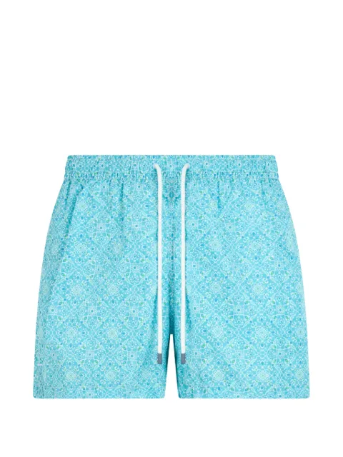 Fedeli geometric-print drawstring-waist swim shorts