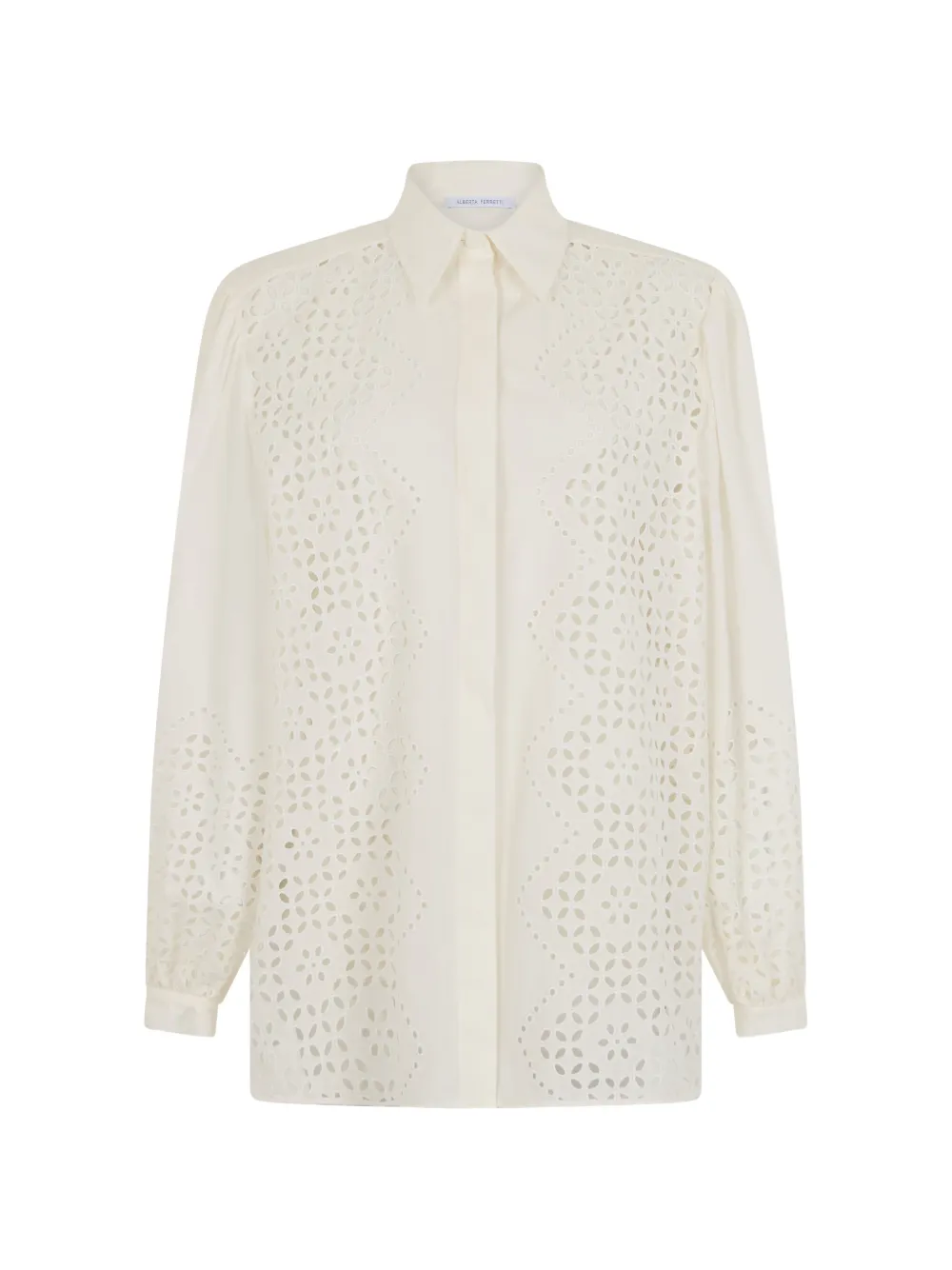 Alberta Ferretti broderie-anglaise long-sleeve shirt - Nude
