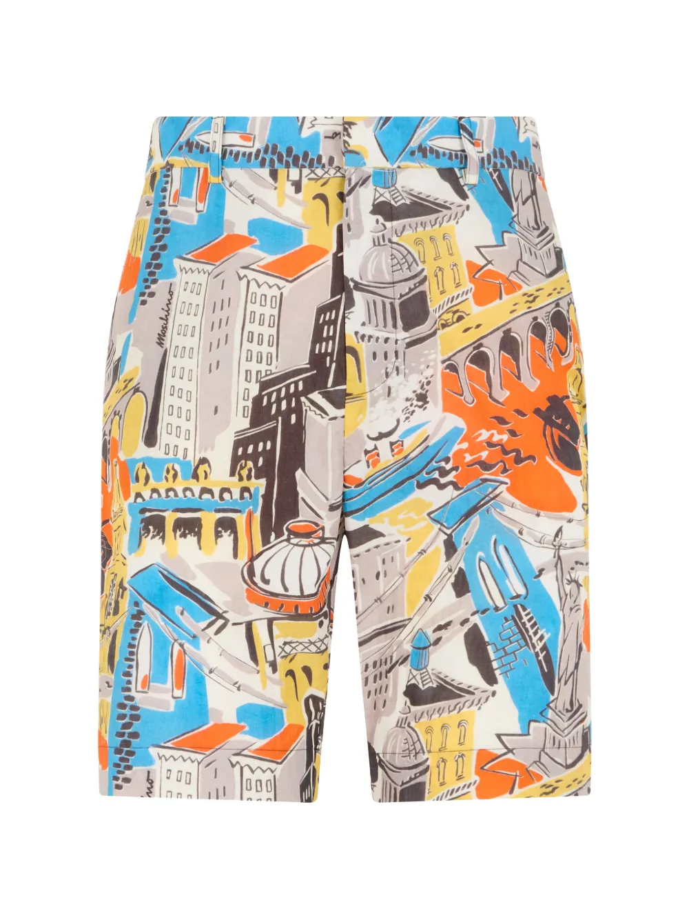 Moschino abstract-print cotton-blend shorts - Arancione