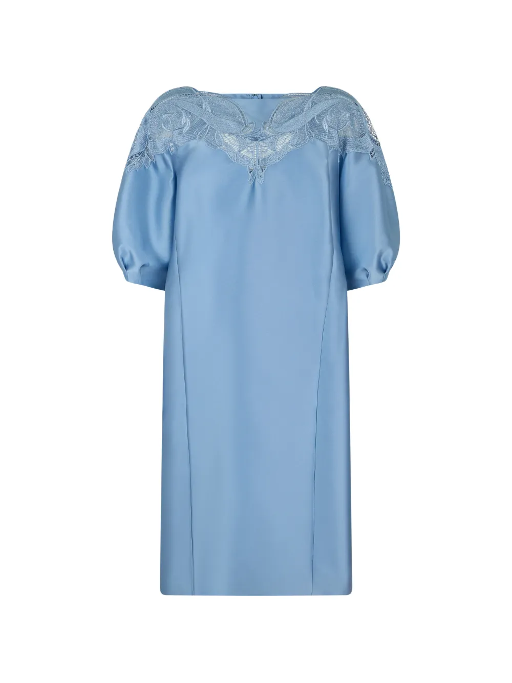 Alberta Ferretti macramé-lace balloon-sleeve midi dress - Blu