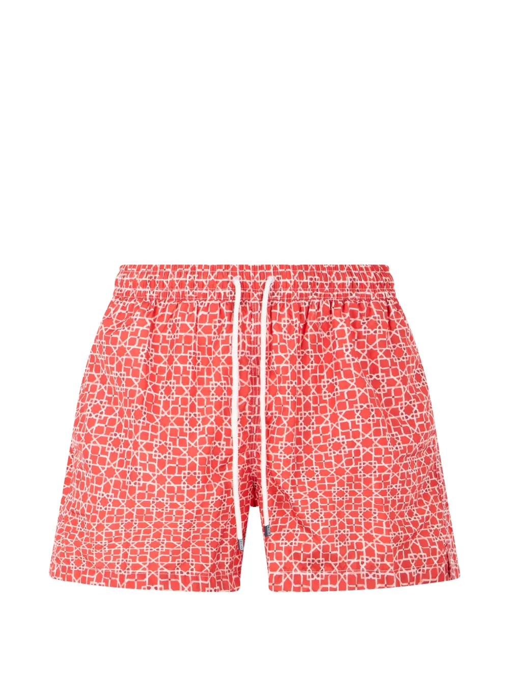 Fedeli geometric-pattern drawstring swim shorts | Red | Image 1
