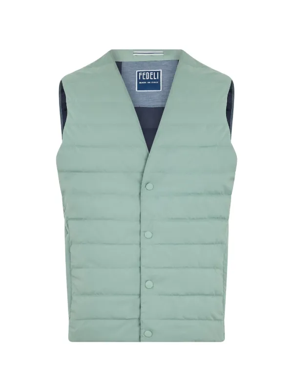 Fedeli Quilted V-neck Gilet in Green