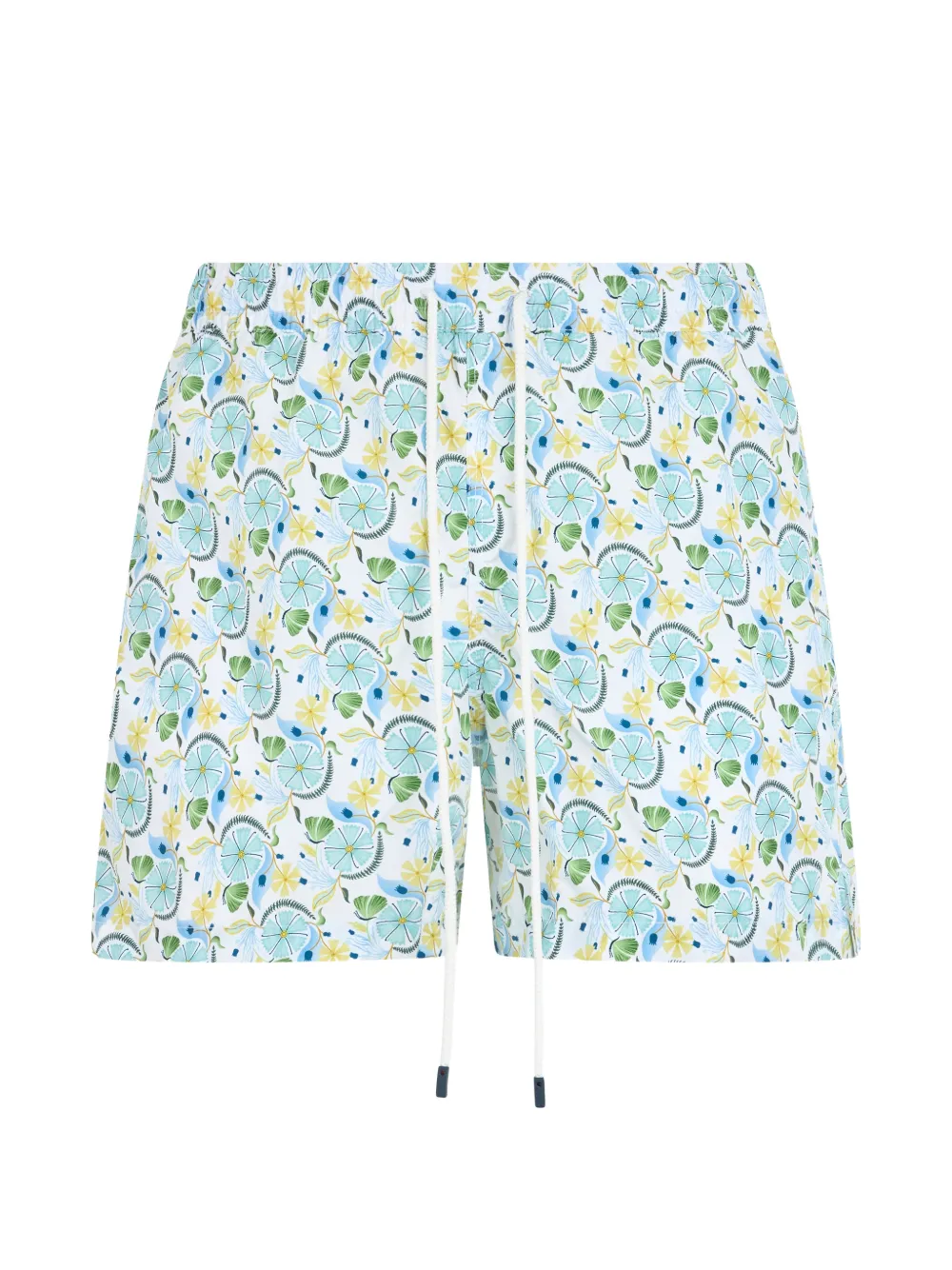 Fedeli floral-print drawstring swim shorts - Weiß
