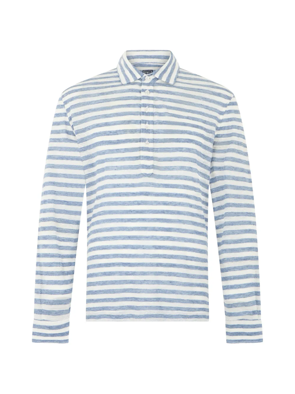 Fedeli striped long-sleeve polo shirt - Blu