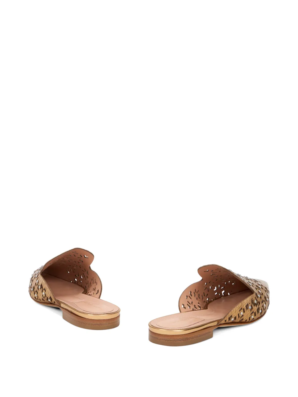 Alberta Ferretti perforated crystal-embellished mules Goud