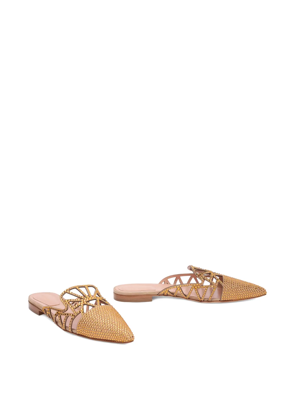 Alberta Ferretti crystal-embellished perforated mules Oranje