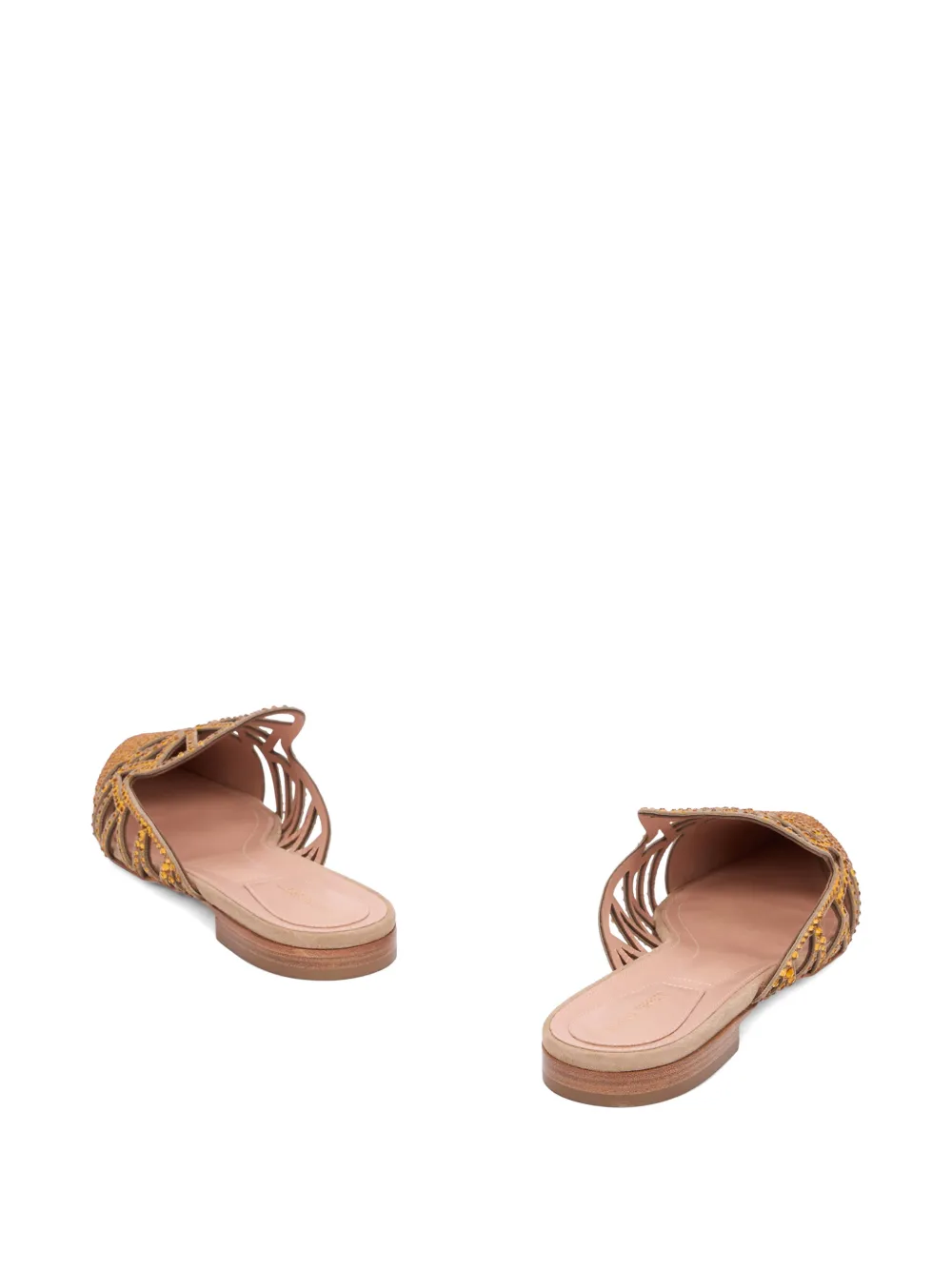 Alberta Ferretti crystal-embellished perforated mules Oranje