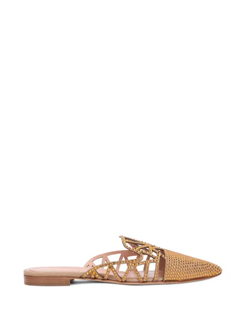 Alberta Ferretti crystal-embellished perforated mules