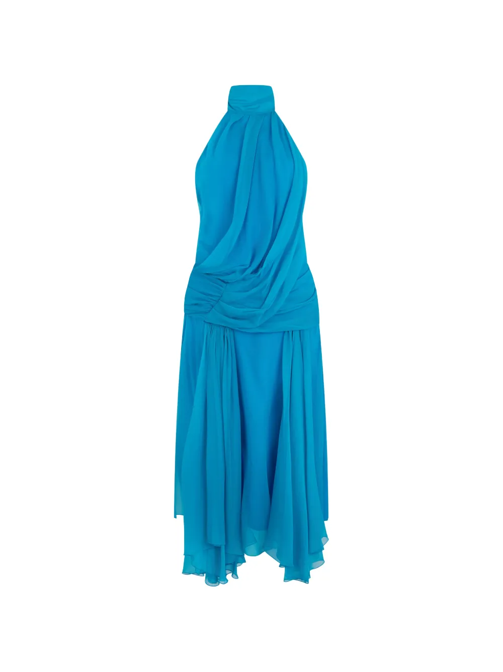 Alberta Ferretti draped asymmetrical-hem dress - Blu