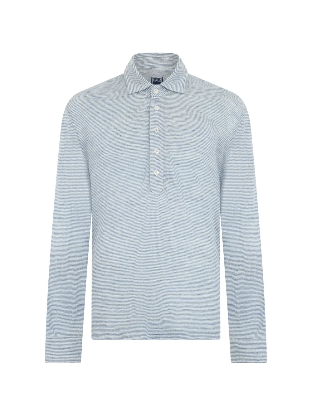 Fedeli striped long-sleeve polo shirt - Blu