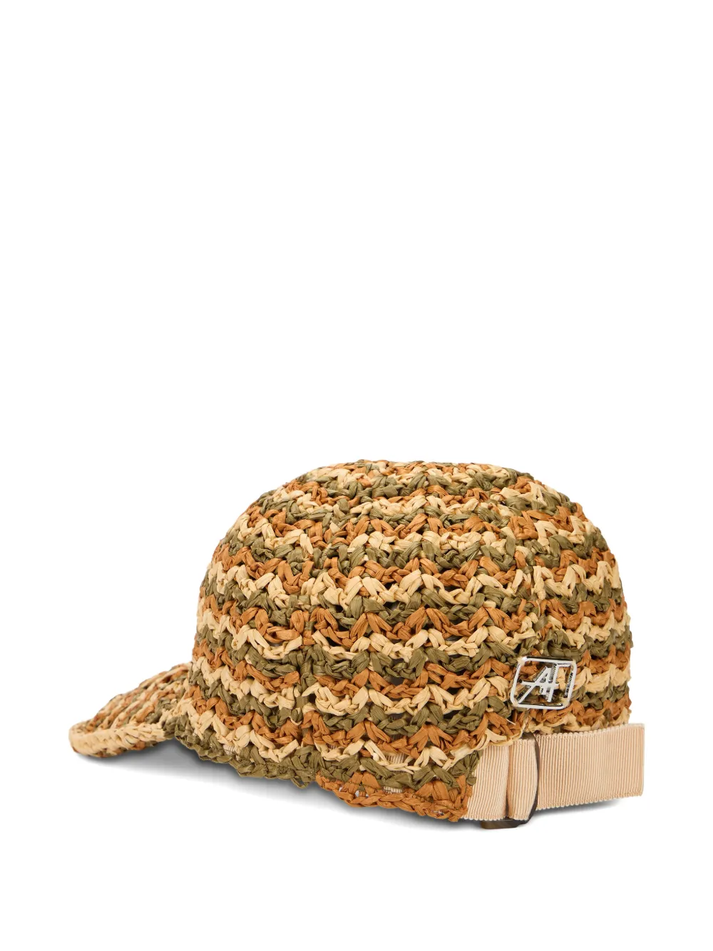 Alberta Ferretti Geweven honkbalpet met zigzag patroon Beige