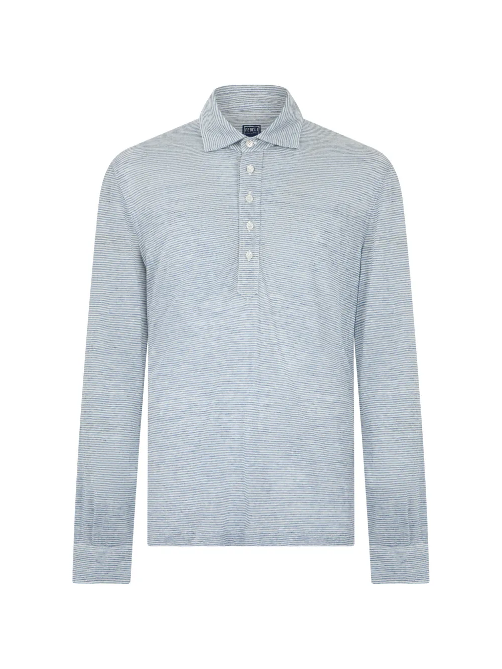 Fedeli striped long-sleeve polo shirt - Blu