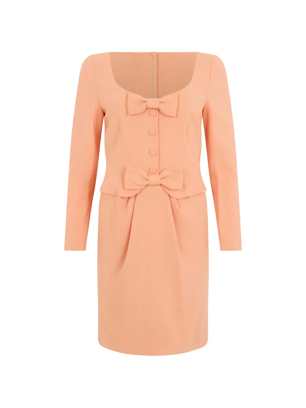Moschino bow-detail long-sleeve mini dress - Orange