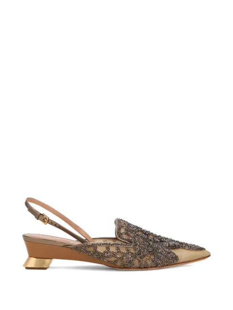Alberta Ferretti bead-embroidered slingback pumps