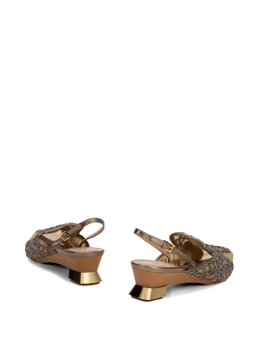 Alberta Ferretti Slingback pumps met geborduurde kralen Beige