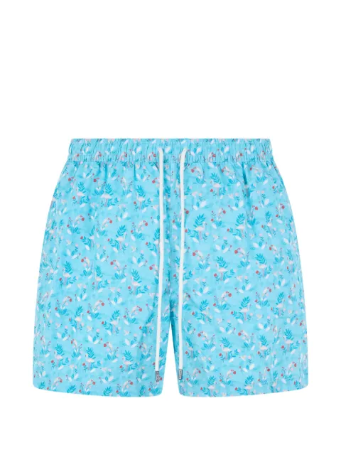 Fedeli flamingo-print drawstring swim shorts