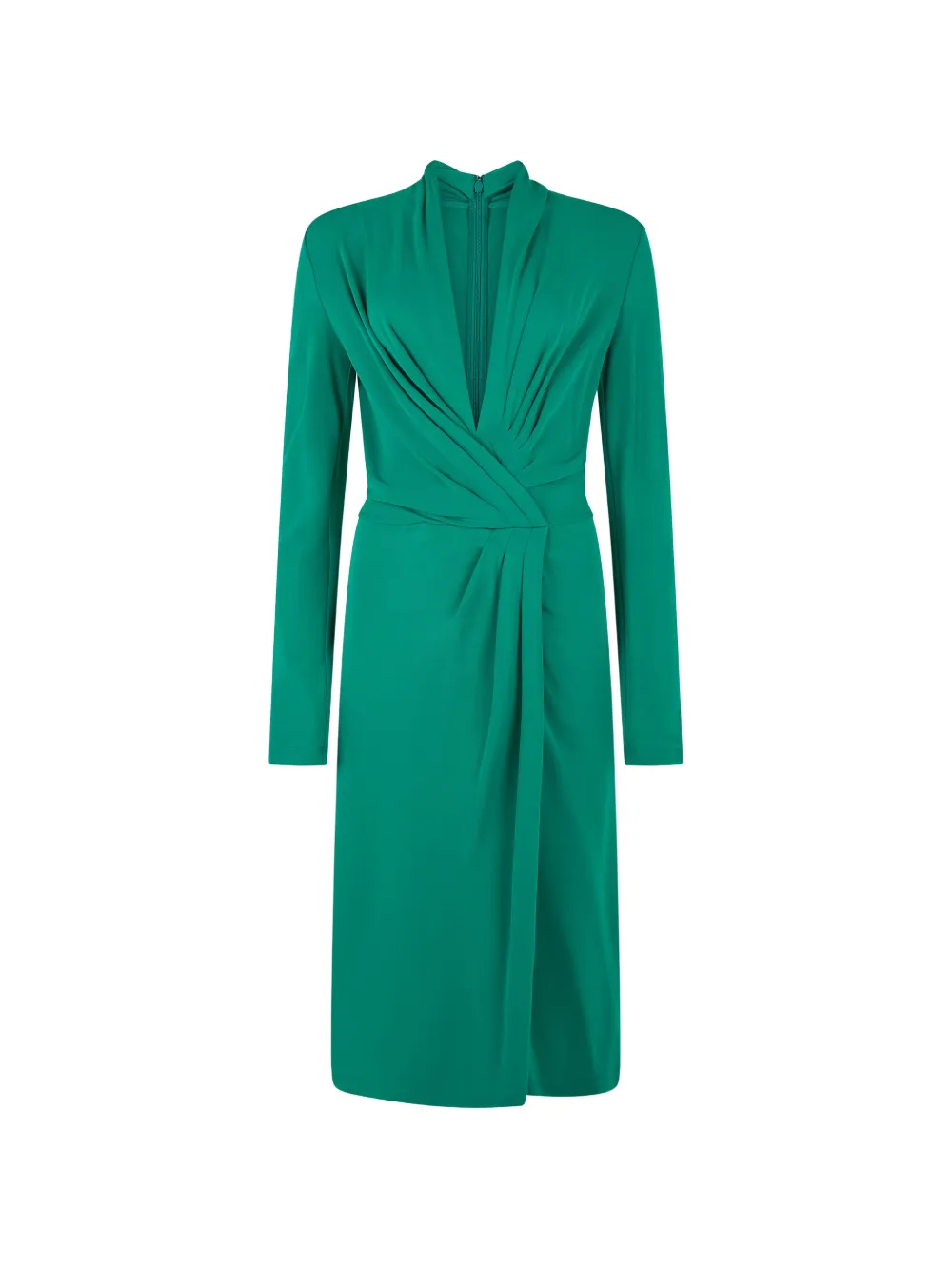 Alberta Ferretti gathered long-sleeve midi dress - Verde