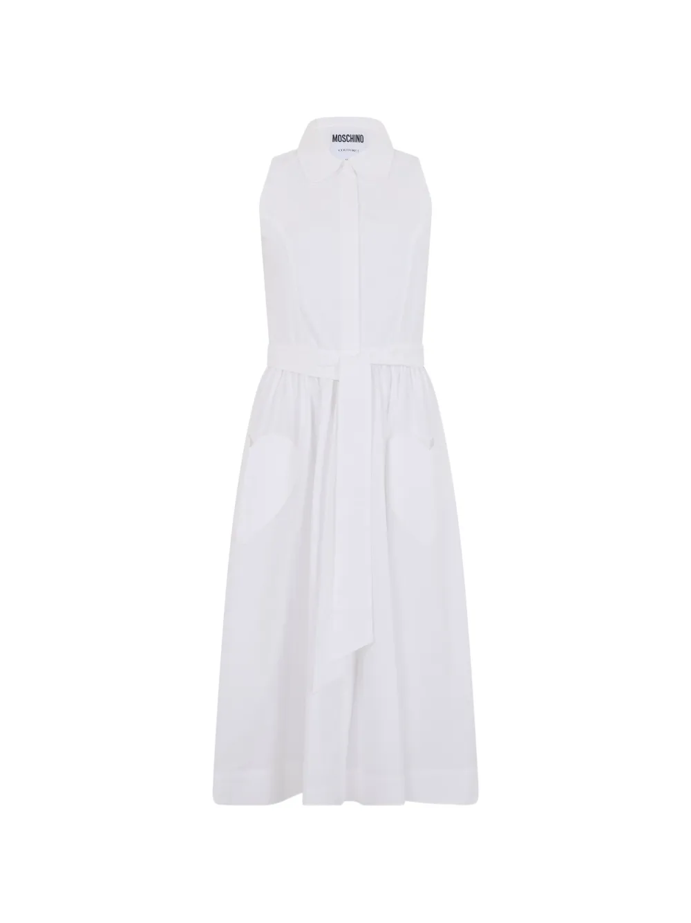 Moschino sleeveless belted midi dress - Bianco