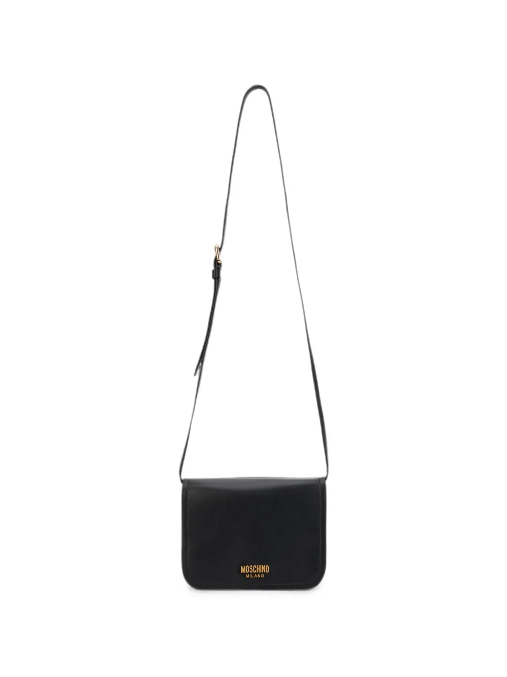 Moschino logo-lettering leather shoulder bag - Nero