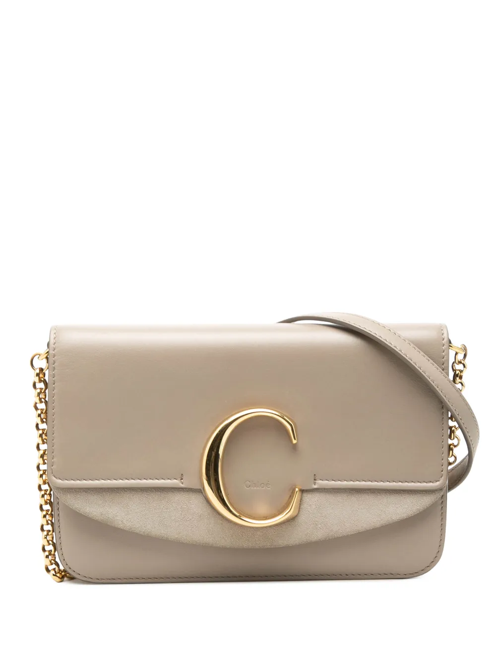 Chloé Pre-Owned 2019 Calfskin and Suede C Clutch With Chain crossbody bag - Marrone
