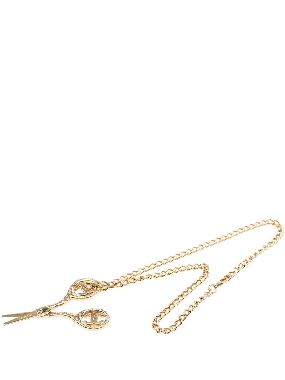 CHANEL Pre-Owned 2010-2026 CC Gold Plated Strass Scissor Pendant Necklace costume necklace - Oro
