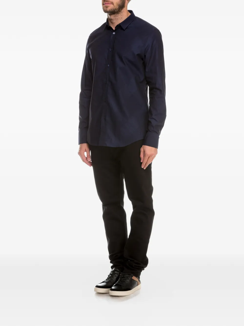 Bikkembergs geometric-pattern long-sleeve shirt Blauw