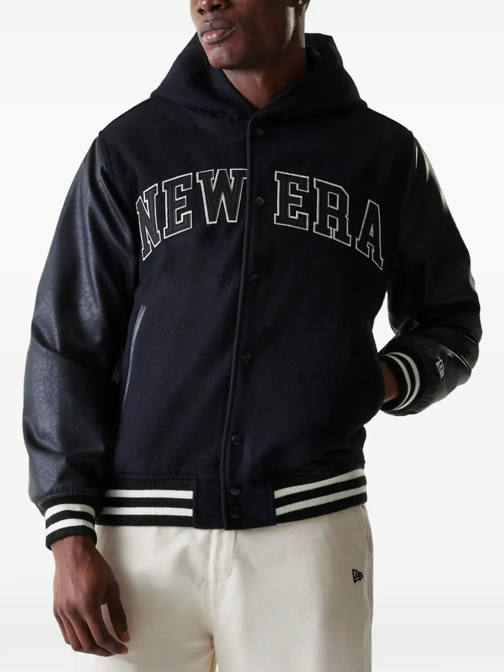 NEW ERA CAP hooded varsity jacket - Noir