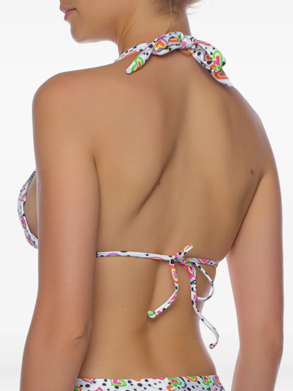 Moschino heart-print polka-dot bikini top Wit