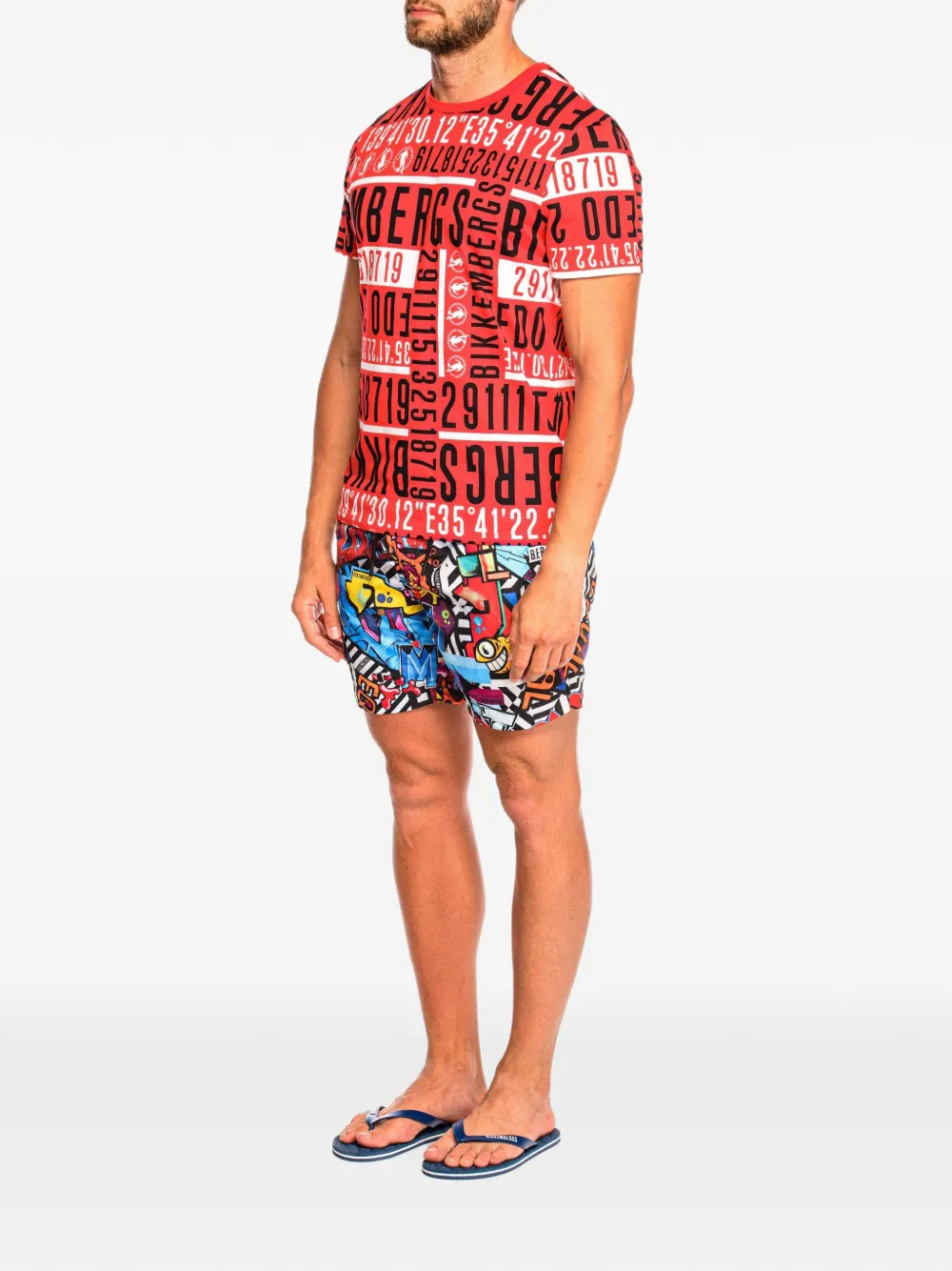 Bikkembergs logo-print cotton T-shirt Rood