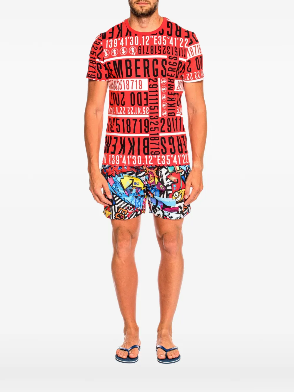 Bikkembergs logo-print cotton T-shirt - Rouge Bikkembergs logo-print cotton T-shirt - Rouge