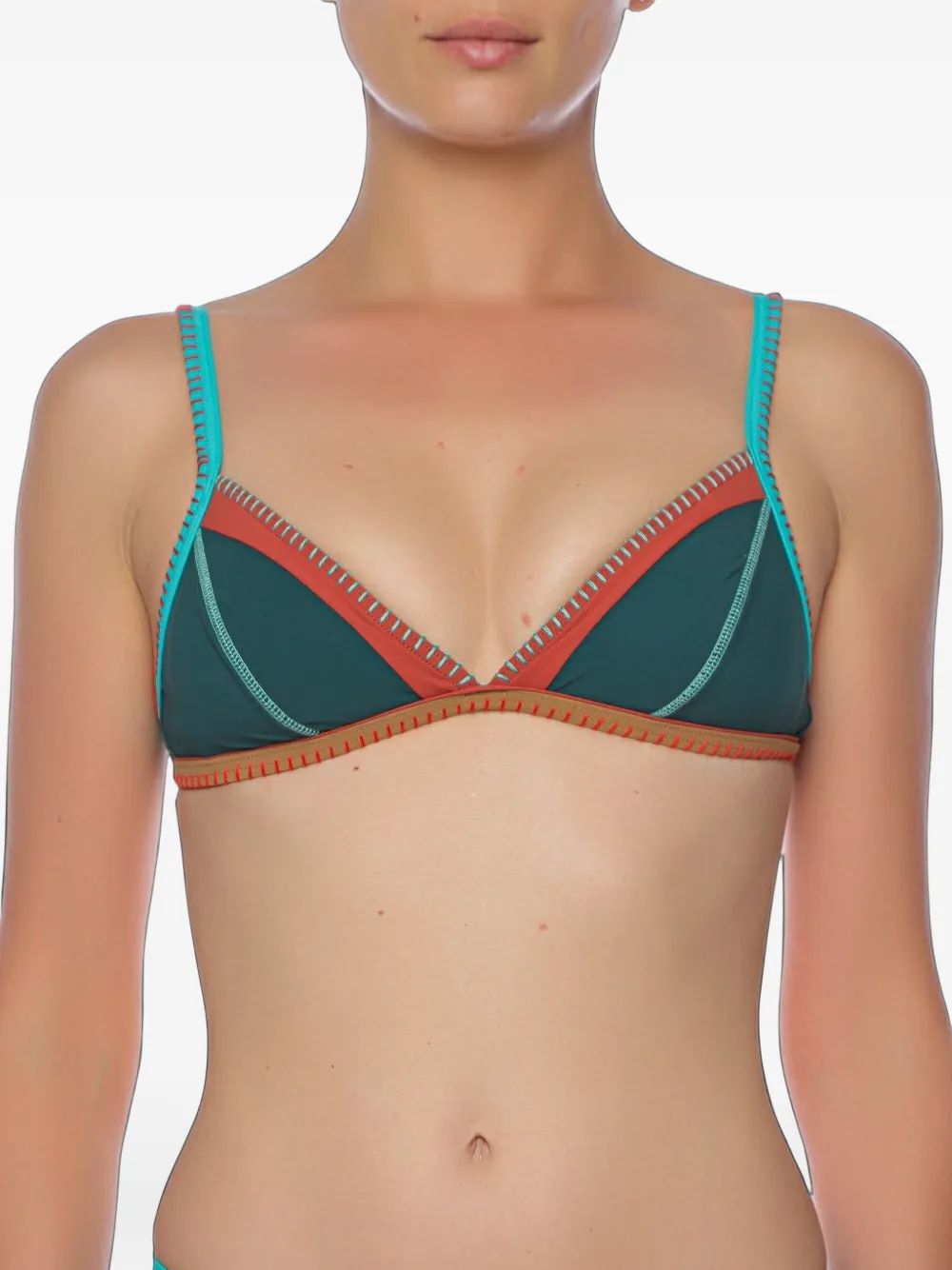 BANANA MOON whipstitch-trim triangle bikini top - Grün