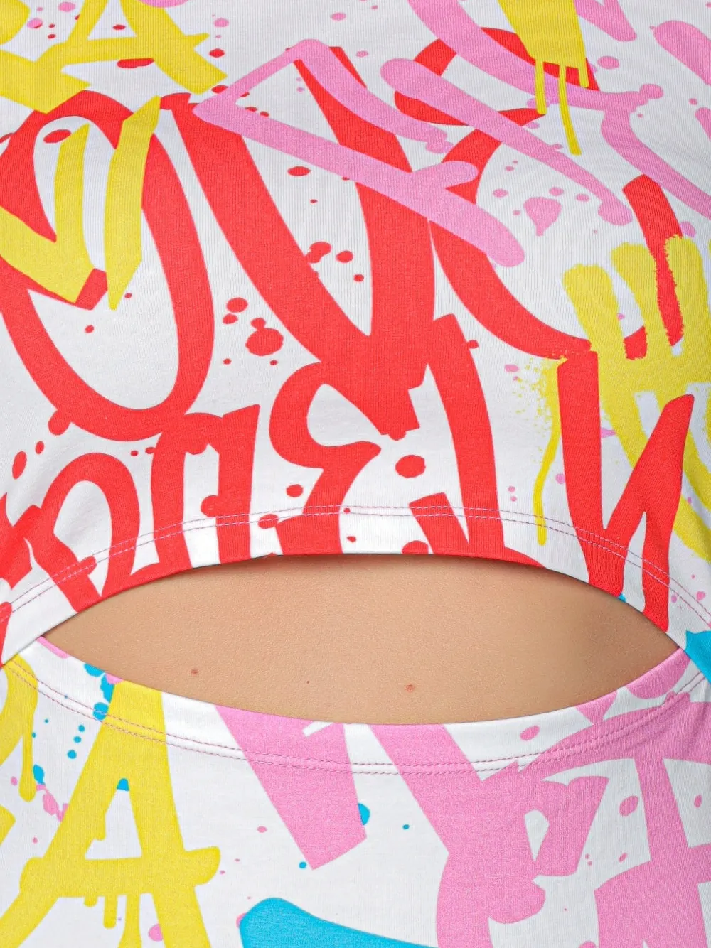 Chiara Ferragni graffiti-print cut-out mini dress Veelkleurig