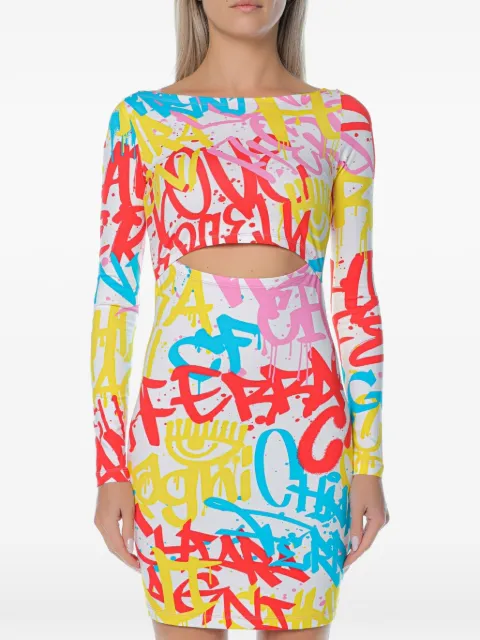 Chiara Ferragni Abito corto con stampa graffiti e cut-out