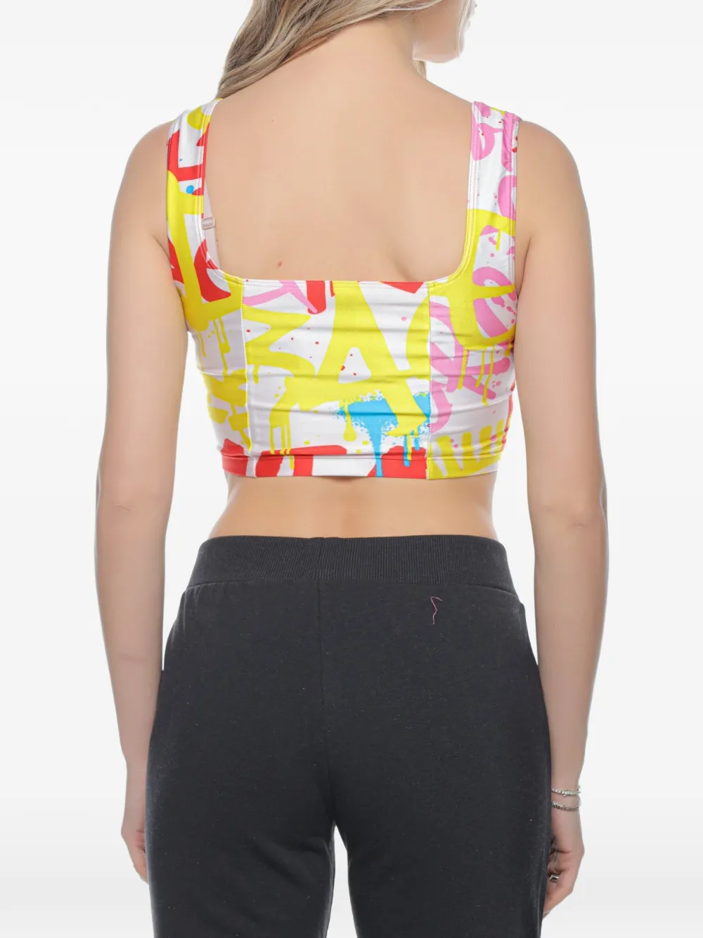 Chiara Ferragni graffiti-print cropped top Wit
