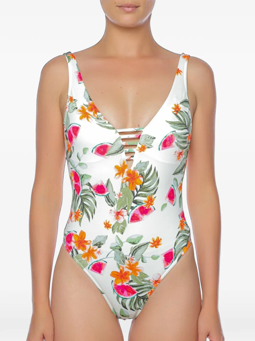 BANANA MOON Miller floral-print swimsuit - Weiß
