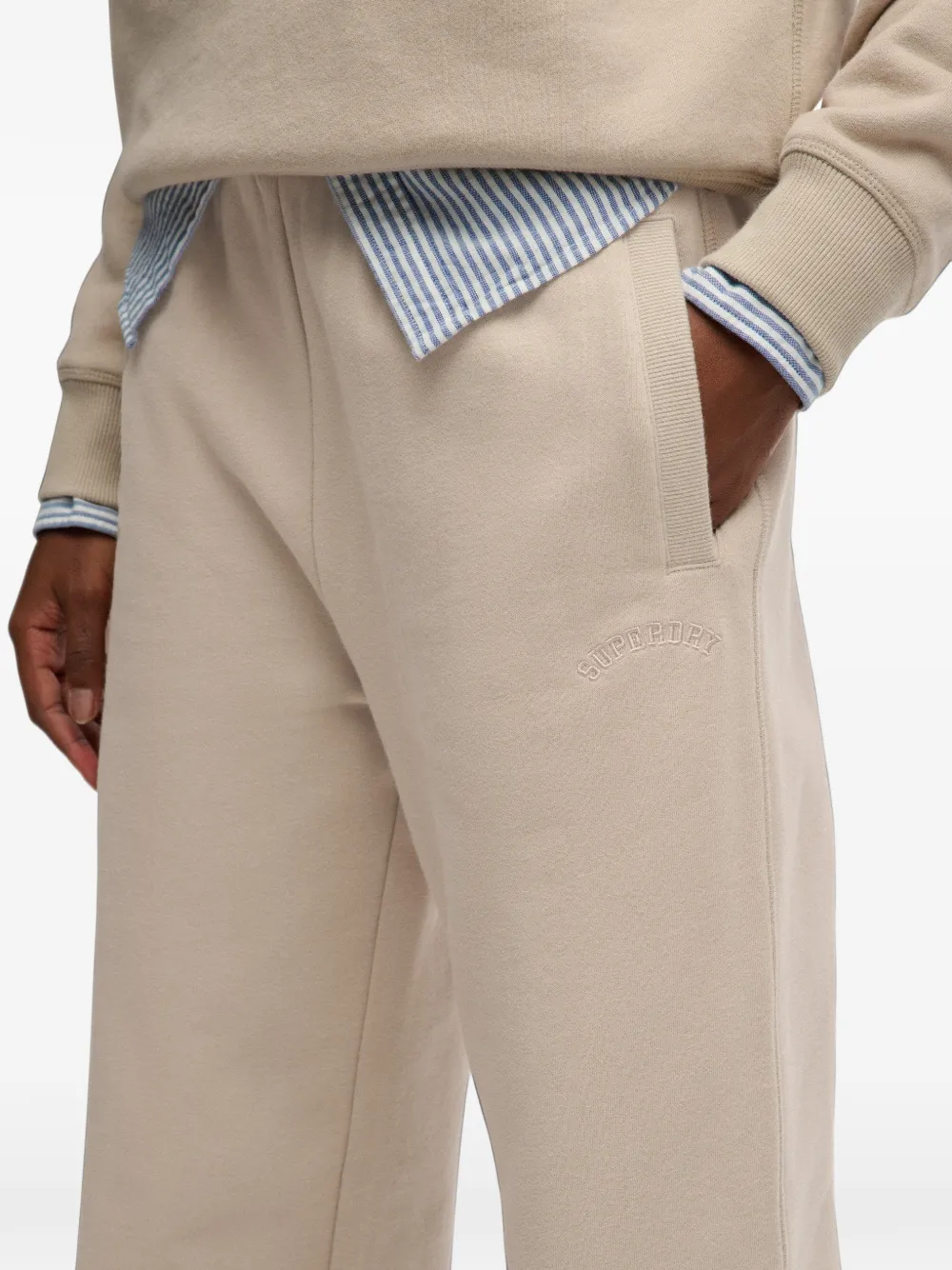 Superdry Trainingsbroek met geborduurd logo Beige