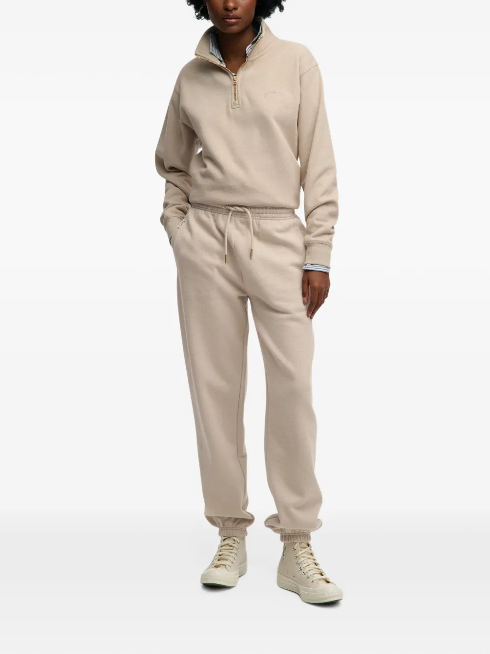 Superdry Trainingsbroek met geborduurd logo Beige