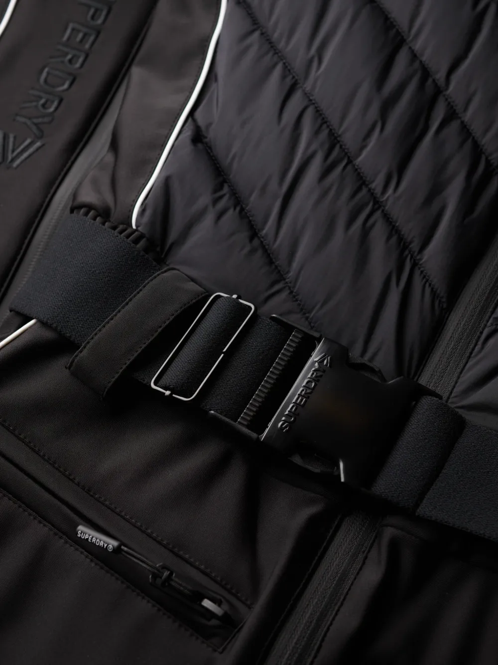 Superdry Luxe quilted belted ski suit Zwart