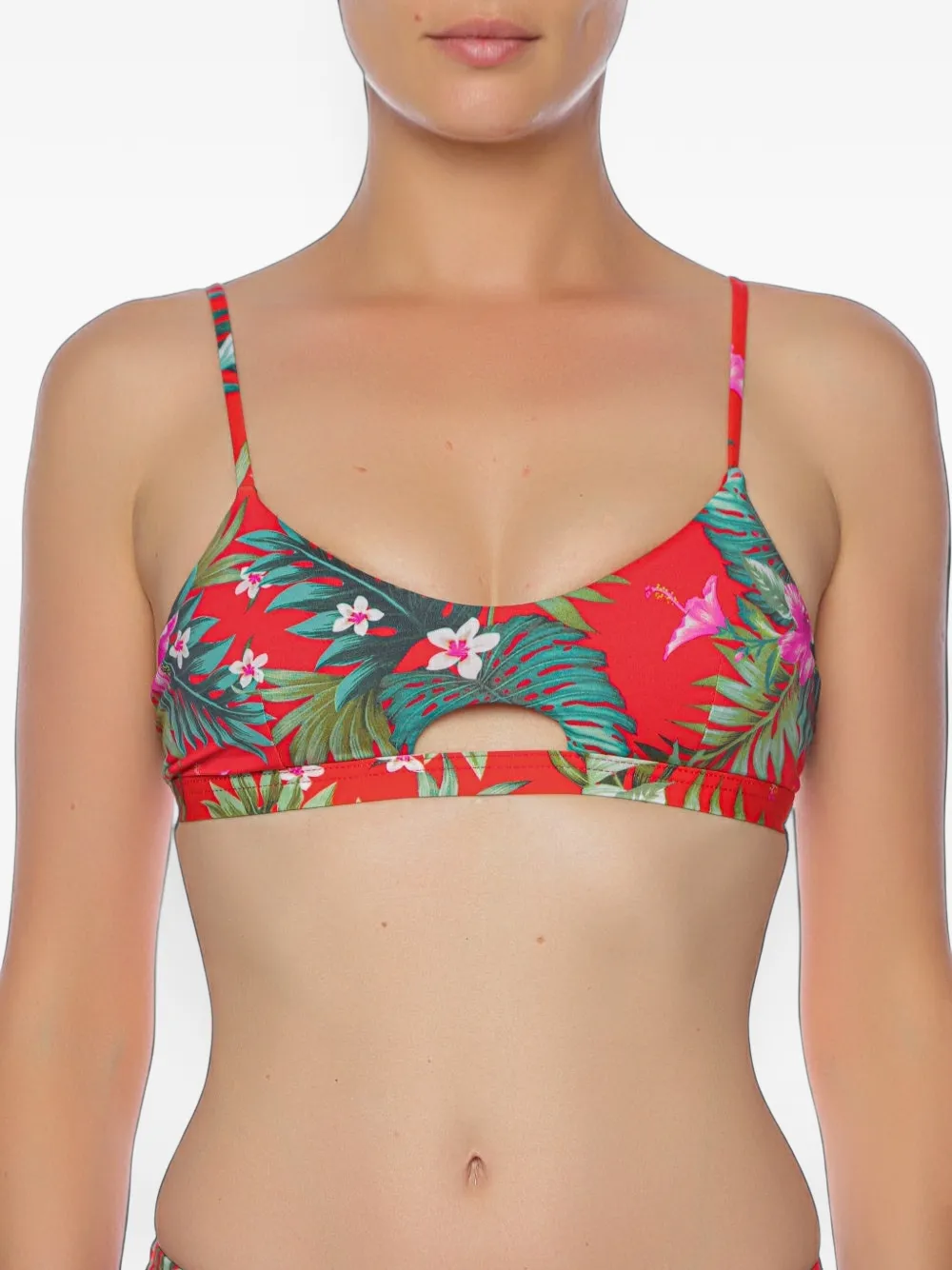 BANANA MOON floral-print cut-out bikini top - Rot