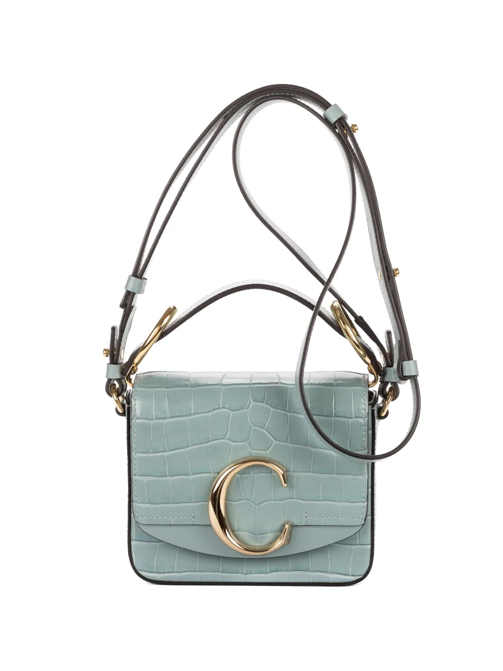 Chloé Pre-Owned C crocodile-effect shoulder bag - Blu