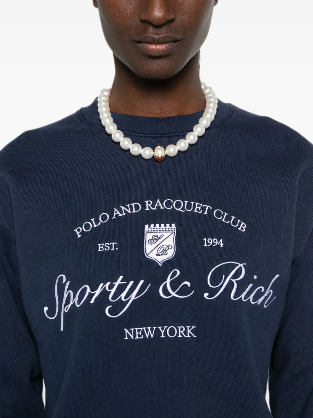 Sporty & Rich Sweater met geborduurd logo Blauw