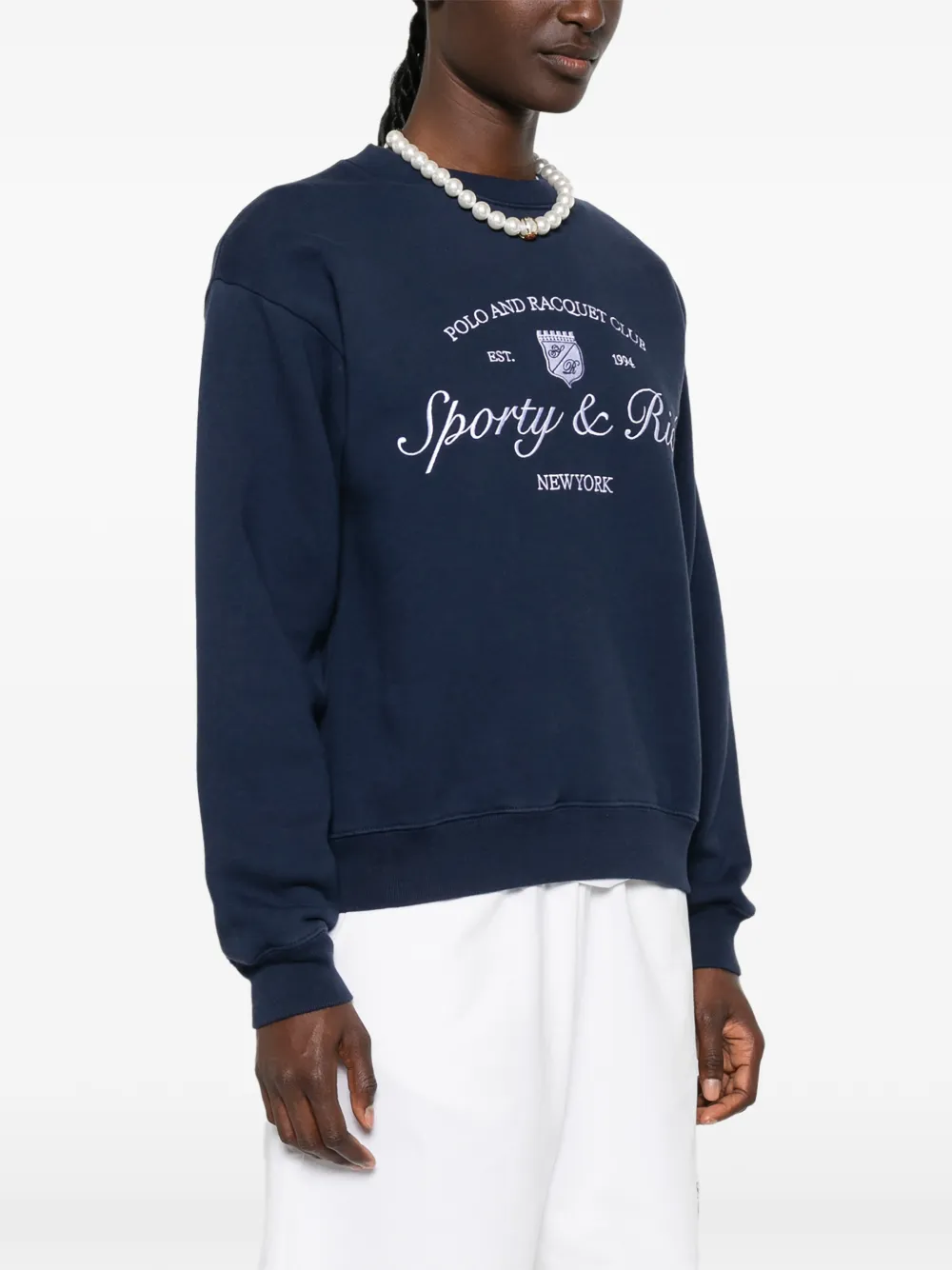Sporty & Rich Sweater met geborduurd logo Blauw