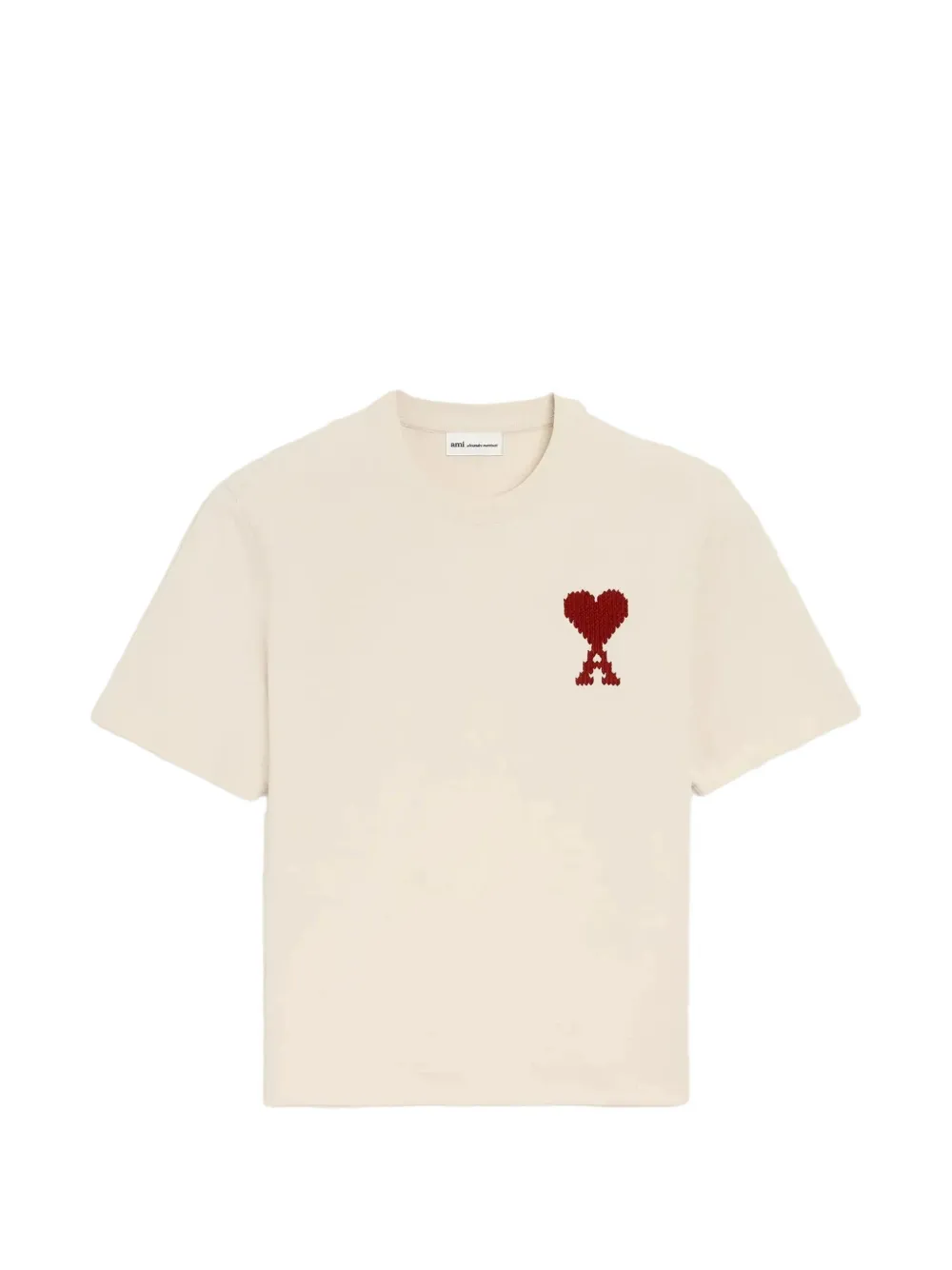 AMI Paris Ami de Coeur zigzag-embroidered T-shirt - Nude