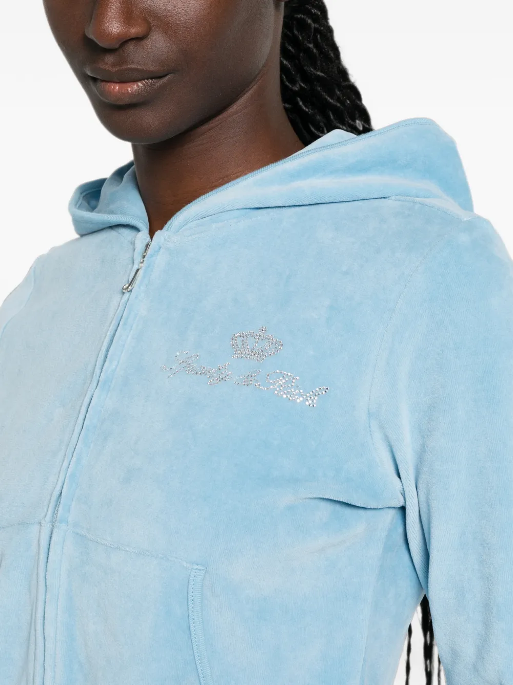 Sporty & Rich x Juicy Couture hoodie verfraaid met stras en rits Blauw