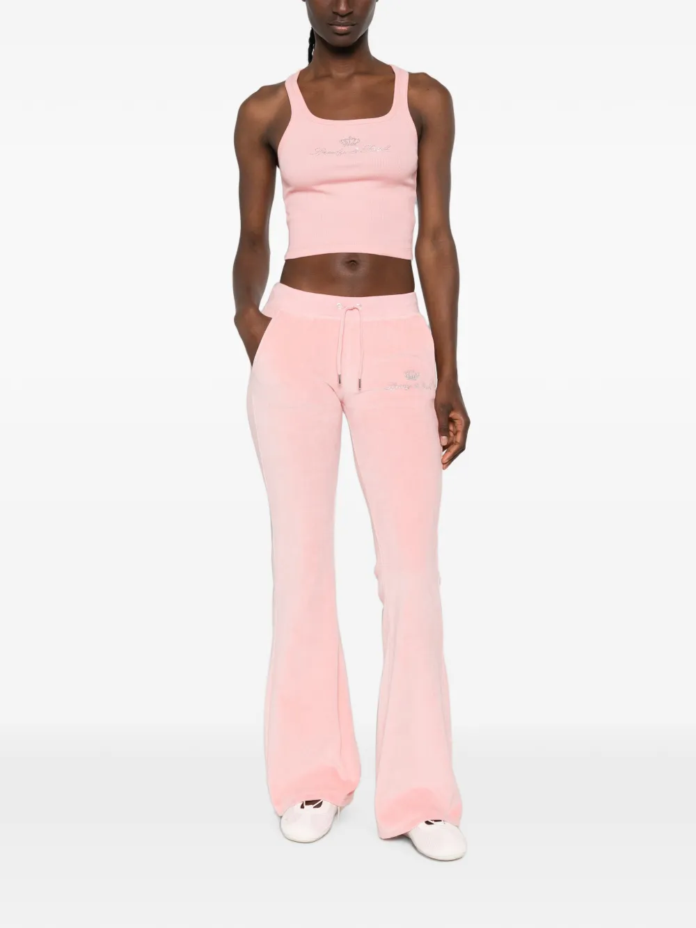 Sporty & Rich Juicy cropped tanktop verfraaid met stras Roze