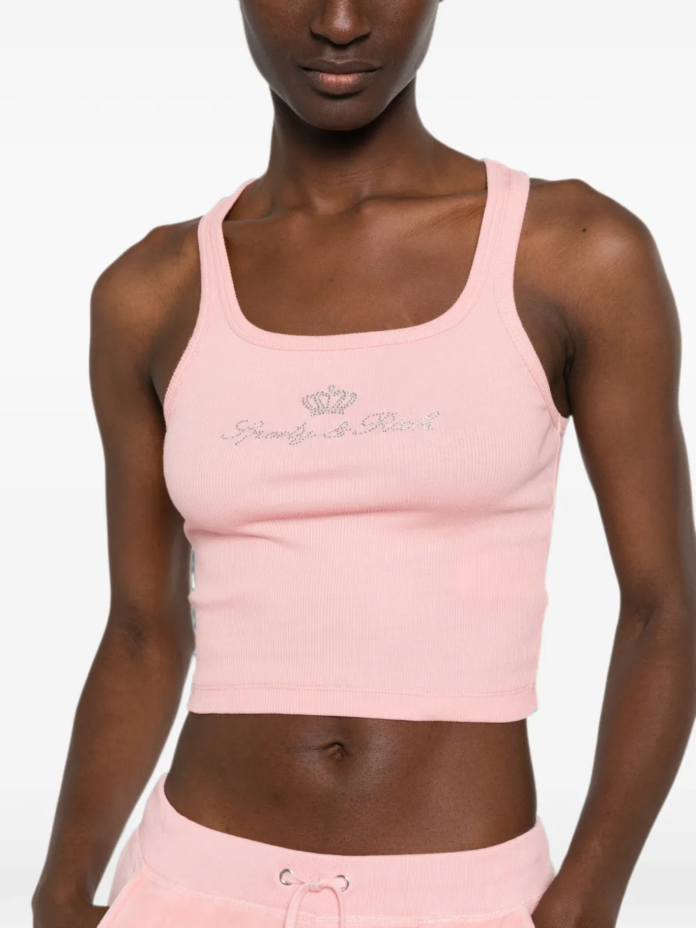 Sporty & Rich Juicy cropped tanktop verfraaid met stras Roze