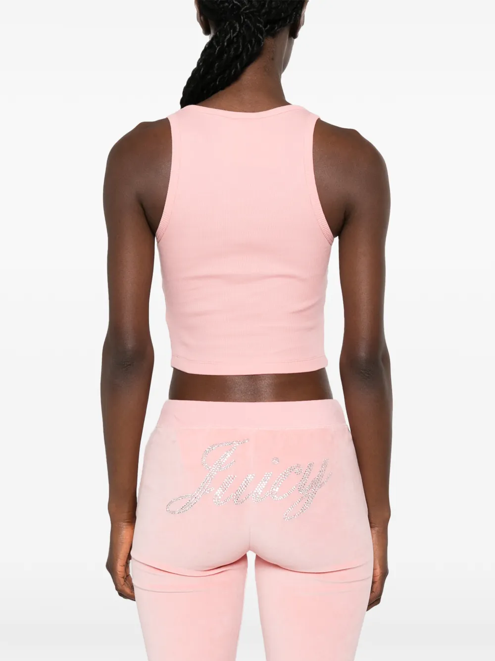 Sporty & Rich Juicy cropped tanktop verfraaid met stras Roze